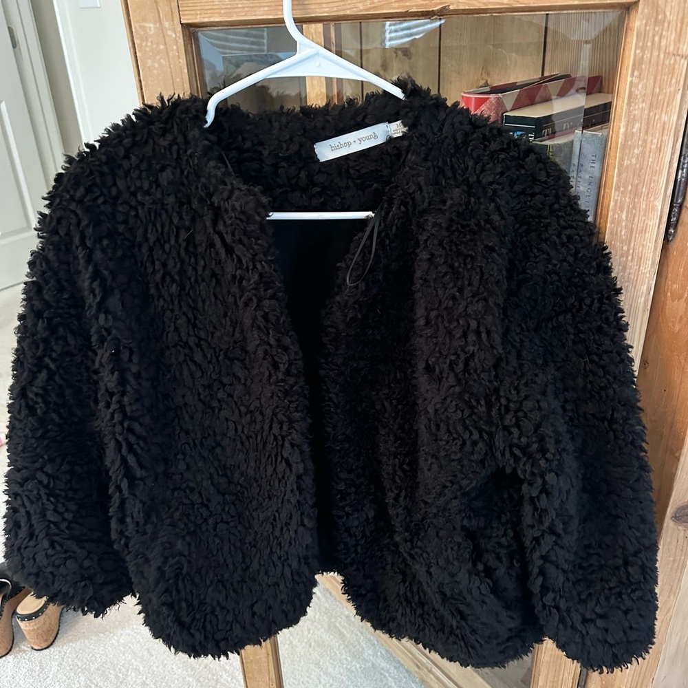 bishop + young Dark Faux Fur Coat